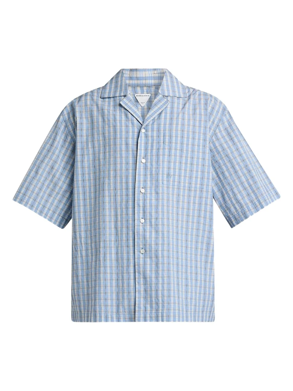 Bottega Veneta Men's Check Cotton-Silk Camp Shirt