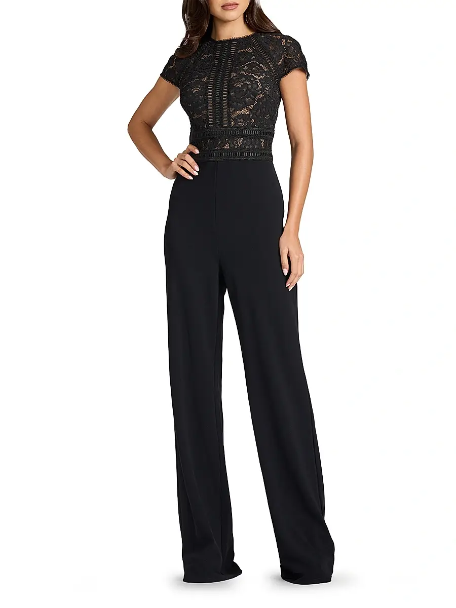Tadashi Shoji Women's Corded Lace Short-Sleeve Jumpsuit | Thumbnail 2