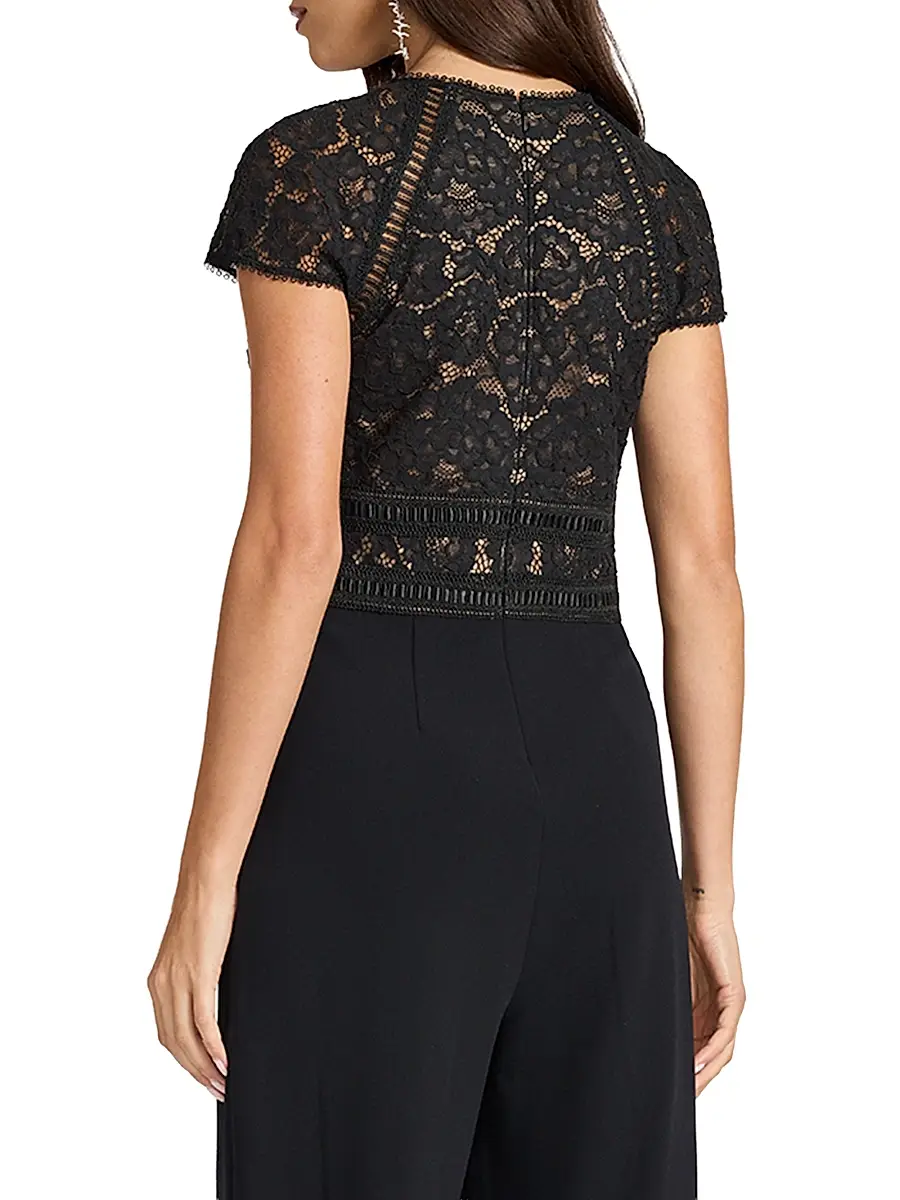 Tadashi Shoji Women's Corded Lace Short-Sleeve Jumpsuit | Thumbnail 4