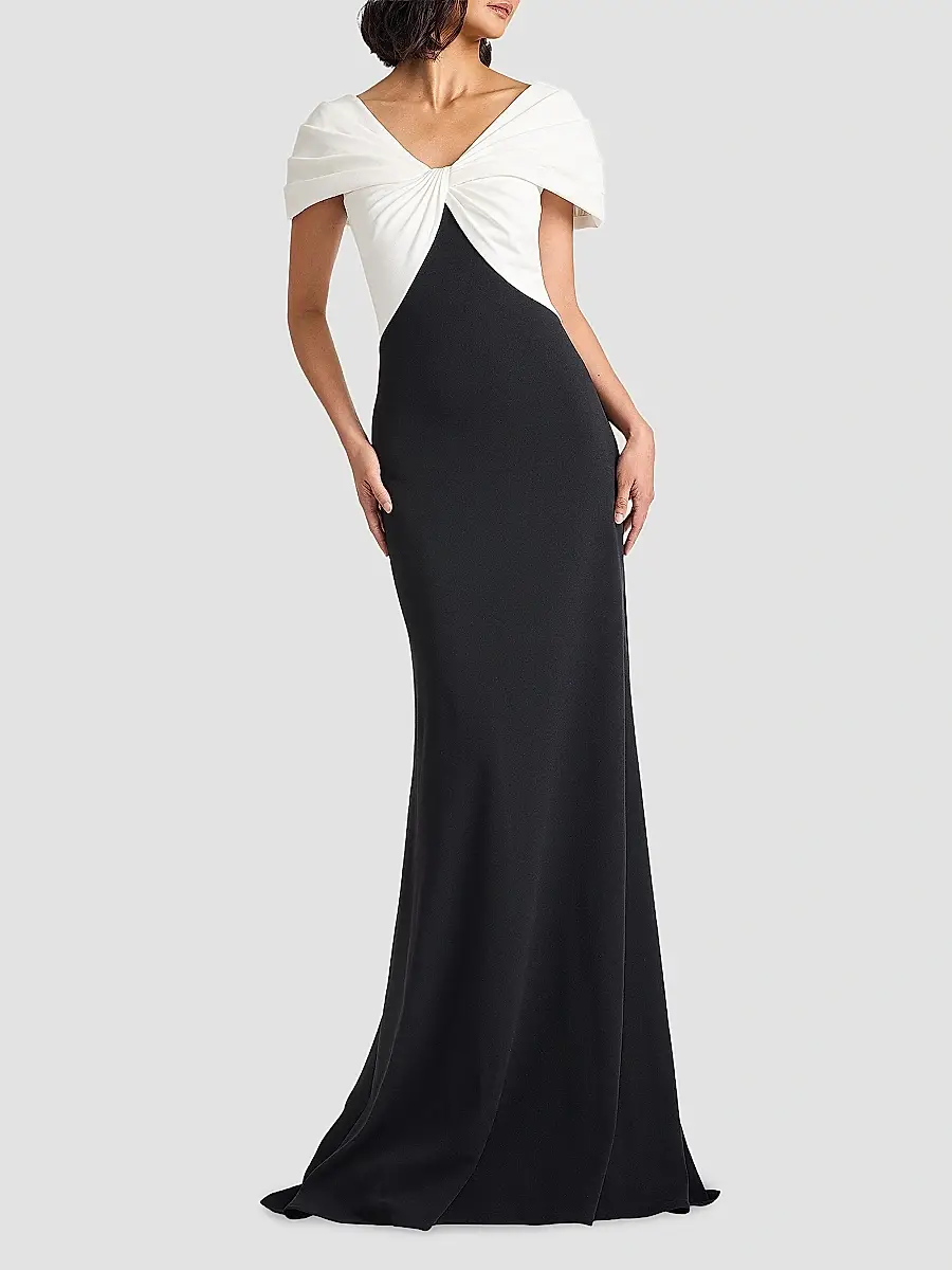 Tadashi Shoji Women's Twist-Front Short-Sleeve Gown | Thumbnail 2 Tadashi Shoji Women's Twist-Front Short-Sleeve Gown | Thumbnail 2