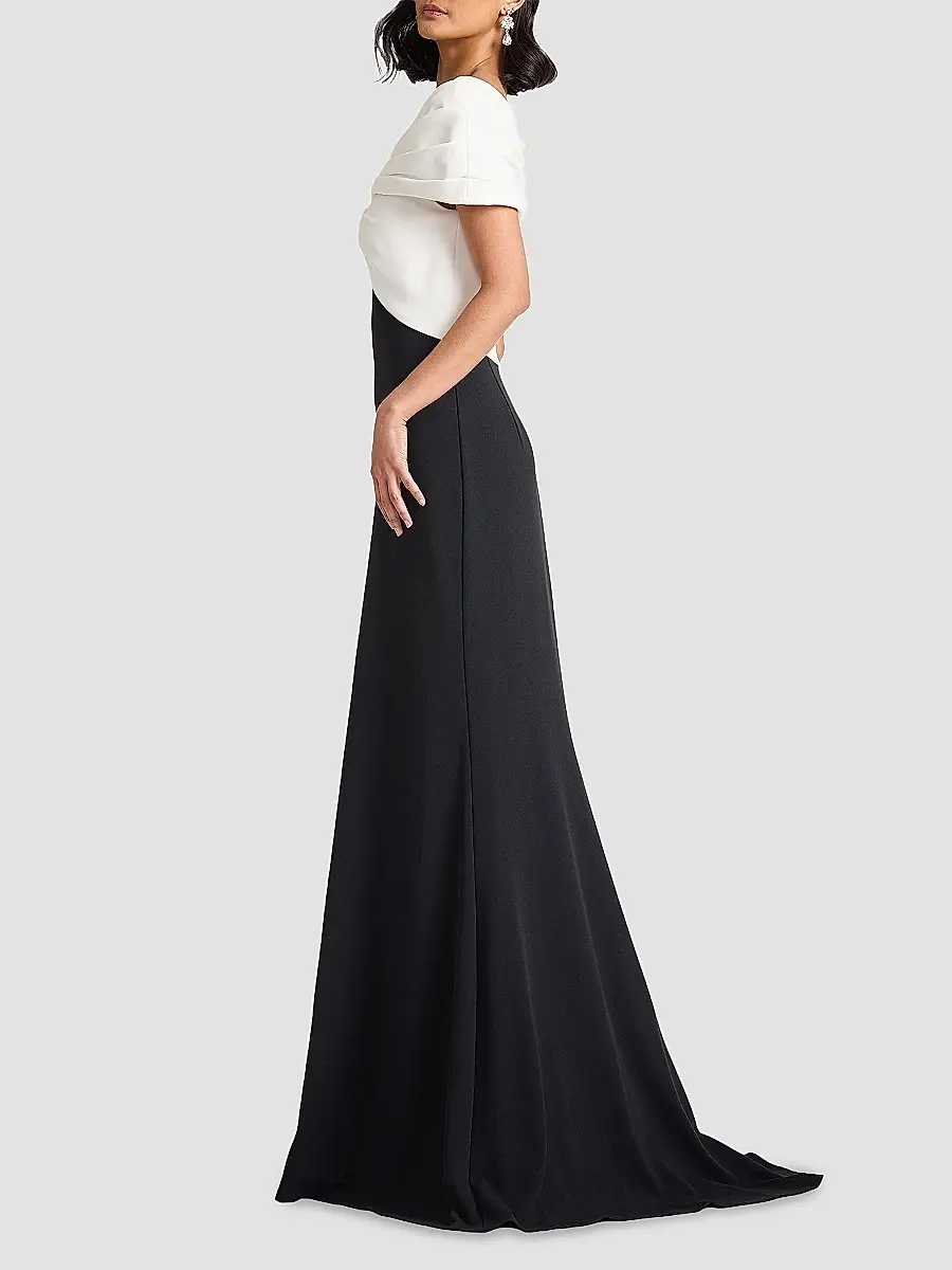 Tadashi Shoji Women's Twist-Front Short-Sleeve Gown | Thumbnail 5 Tadashi Shoji Women's Twist-Front Short-Sleeve Gown | Thumbnail 5