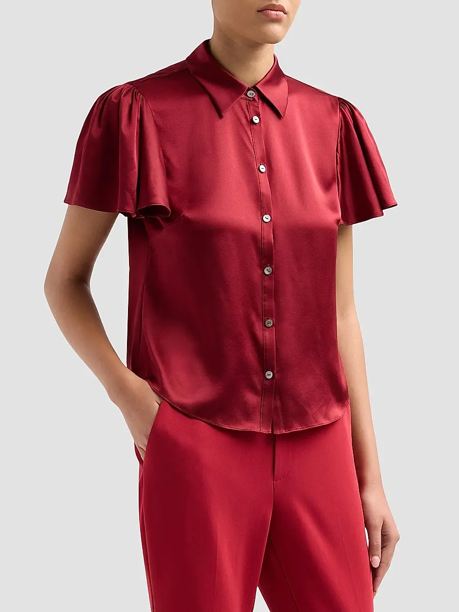 Cinq à Sept Women's Fiona Silk Flutter-Sleeve Top | Thumbnail 4 Cinq à Sept Women's Fiona Silk Flutter-Sleeve Top | Thumbnail 4