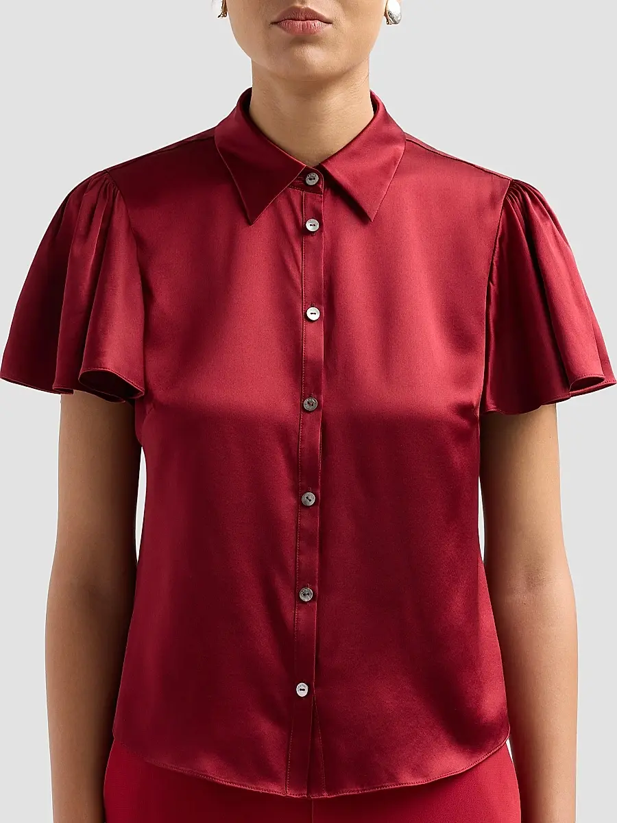 Cinq à Sept Women's Fiona Silk Flutter-Sleeve Top | Thumbnail 5 Cinq à Sept Women's Fiona Silk Flutter-Sleeve Top | Thumbnail 5