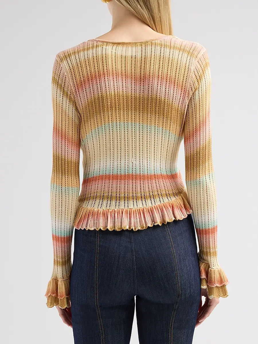 Cinq à Sept Women's Edith Space-Dyed Stripe Cardigan | Thumbnail 3 Cinq à Sept Women's Edith Space-Dyed Stripe Cardigan | Thumbnail 3