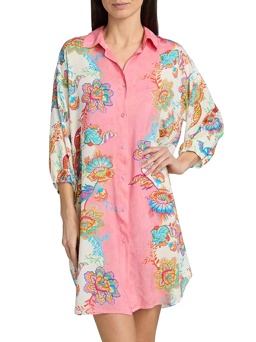Johnny Was Women's Roisin Floral Mini-Shirtdress | Thumbnail 3 Johnny Was Women's Roisin Floral Mini-Shirtdress | Thumbnail 3