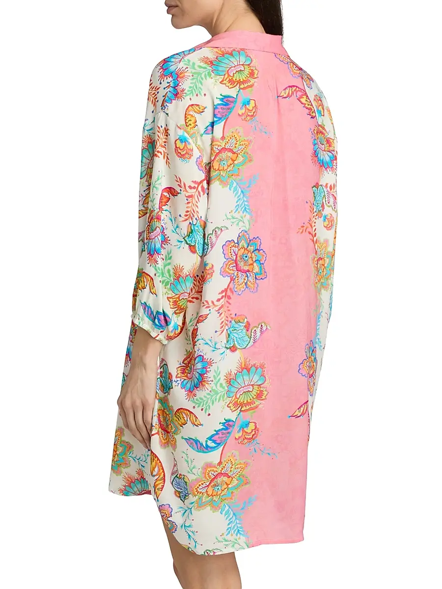 Johnny Was Women's Roisin Floral Mini-Shirtdress | Thumbnail 4 Johnny Was Women's Roisin Floral Mini-Shirtdress | Thumbnail 4