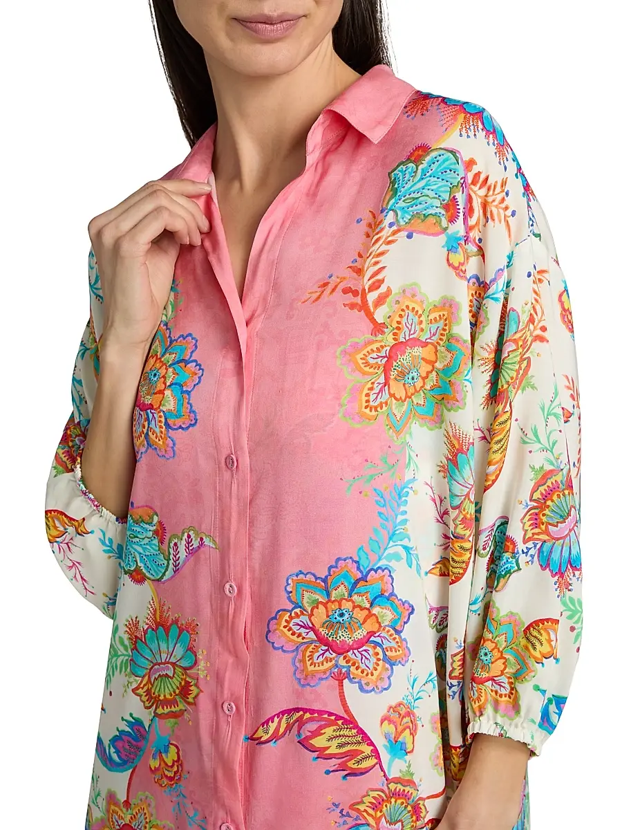 Johnny Was Women's Roisin Floral Mini-Shirtdress | Thumbnail 5 Johnny Was Women's Roisin Floral Mini-Shirtdress | Thumbnail 5