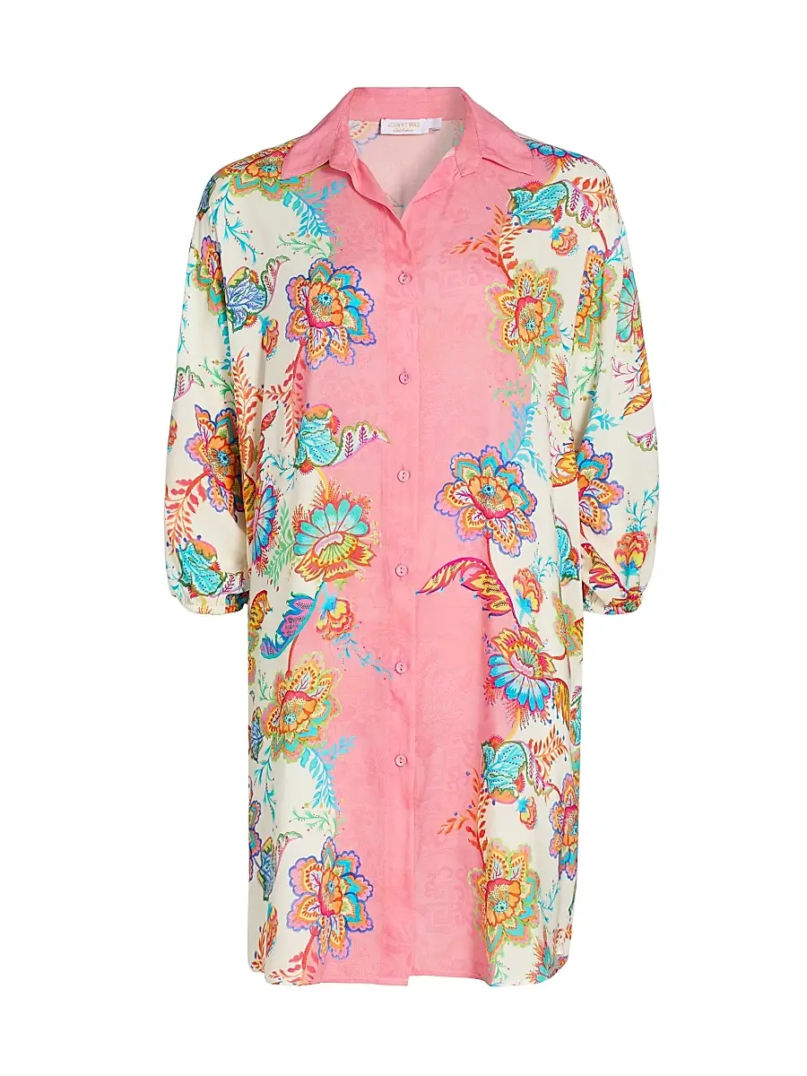 Johnny Was Women's Roisin Floral Mini-Shirtdress - Roisin - Size Large | Image 1 Johnny Was Women's Roisin Floral Mini-Shirtdress - Roisin - Size Large | Image 1