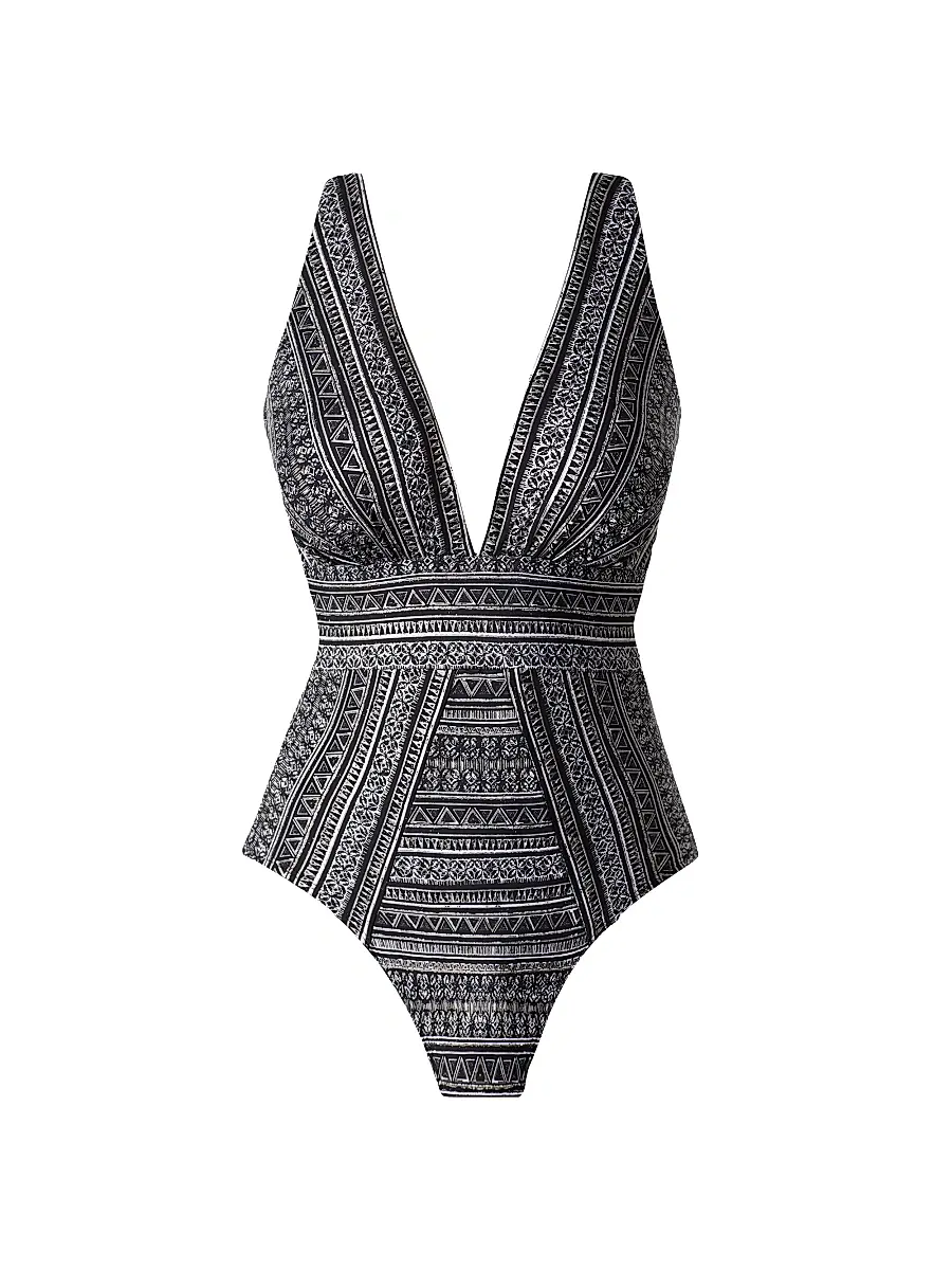 Miraclesuit Swim Women's Elysium Odyssey One-Piece Swimsuit - Black And White | Image 1 Miraclesuit Swim Women's Elysium Odyssey One-Piece Swimsuit - Black And White | Image 1