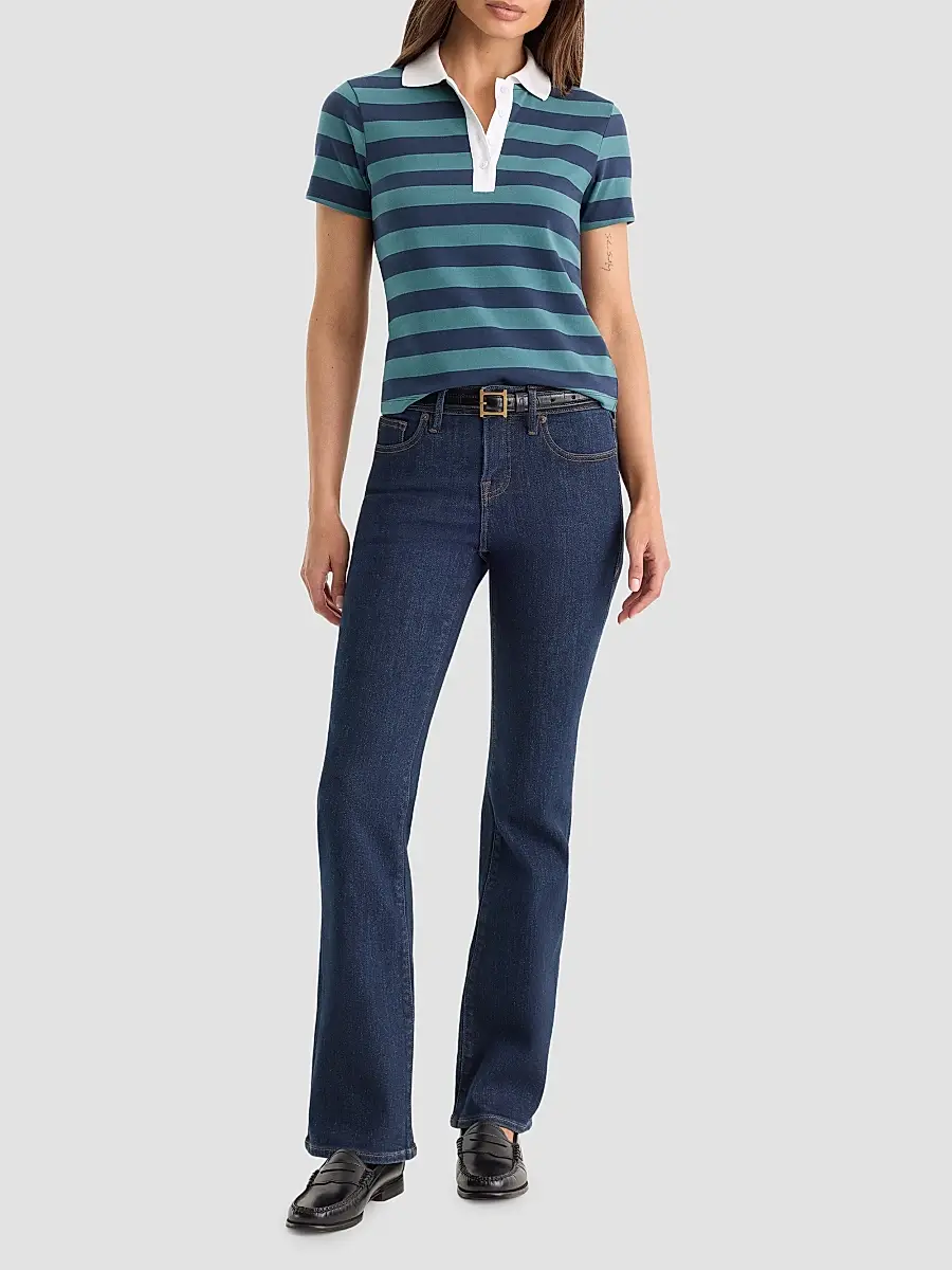 GOOD AMERICAN Women's The Easy Striped Polo | Thumbnail 2 GOOD AMERICAN Women's The Easy Striped Polo | Thumbnail 2