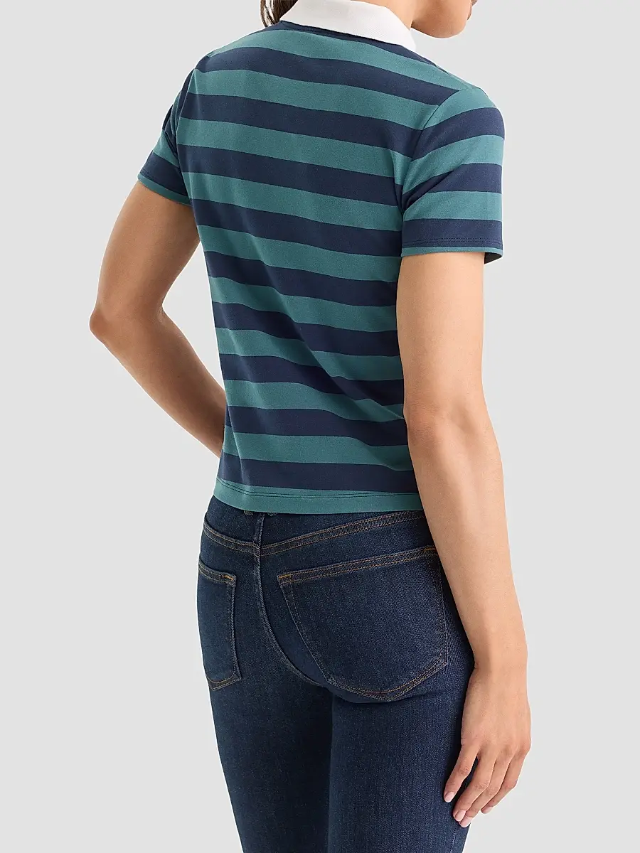 GOOD AMERICAN Women's The Easy Striped Polo | Thumbnail 3 GOOD AMERICAN Women's The Easy Striped Polo | Thumbnail 3