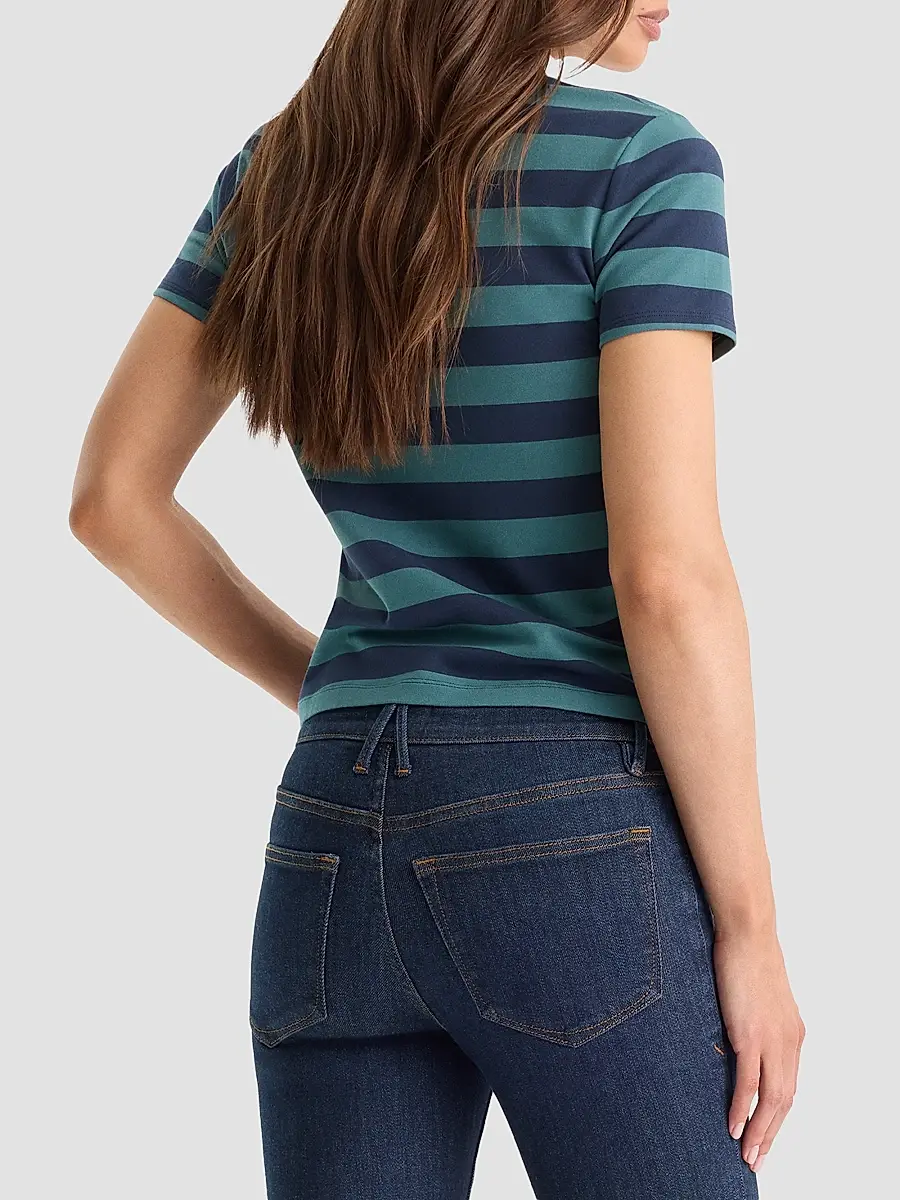 GOOD AMERICAN Women's The Easy Striped Polo | Thumbnail 4 GOOD AMERICAN Women's The Easy Striped Polo | Thumbnail 4