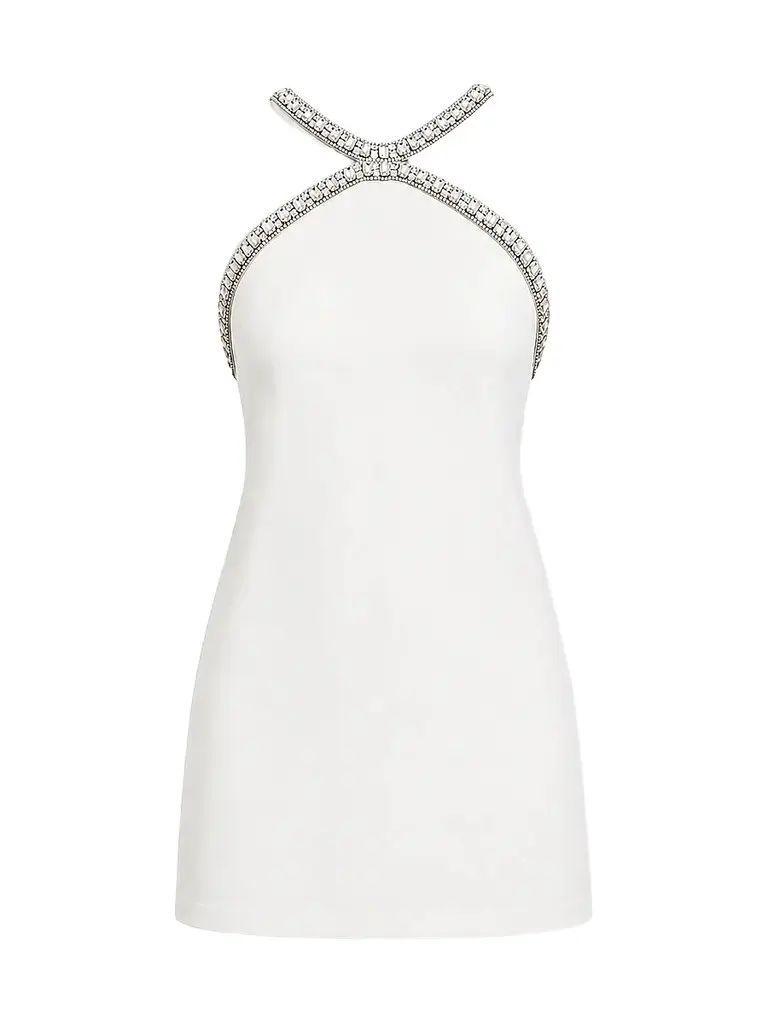 Retrofête Women's Ailsa Embellished Jersey Crepe Mini Dress - White Silver | Image 1 Retrofête Women's Ailsa Embellished Jersey Crepe Mini Dress - White Silver | Image 1