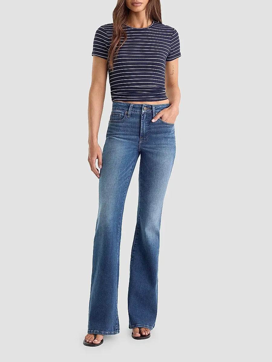 GOOD AMERICAN Women's Soft Tech Good Legs Flare Jeans | Thumbnail 2 GOOD AMERICAN Women's Soft Tech Good Legs Flare Jeans | Thumbnail 2