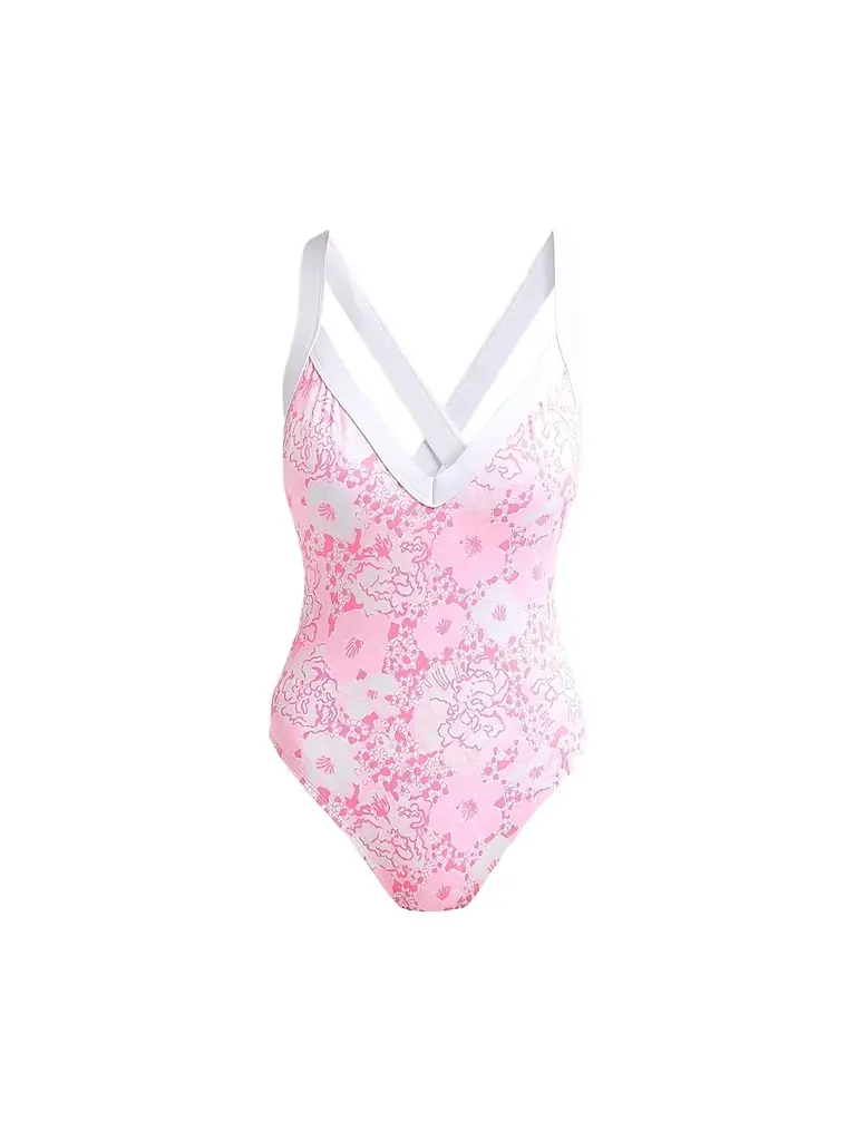 Lilly Pulitzer Women's Nioma Burst Of Joy One-Piece Swimsuit - Conch Shell - Size 12 | Image 1 Lilly Pulitzer Women's Nioma Burst Of Joy One-Piece Swimsuit - Conch Shell - Size 12 | Image 1