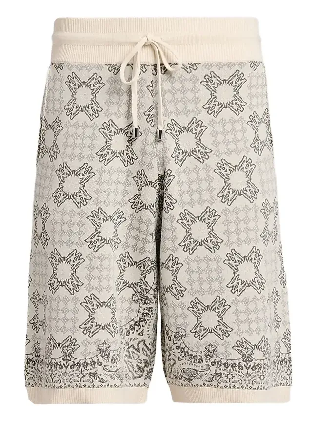 Men's Printed Logo Monogram Cotton-Blend Drawstring Shorts