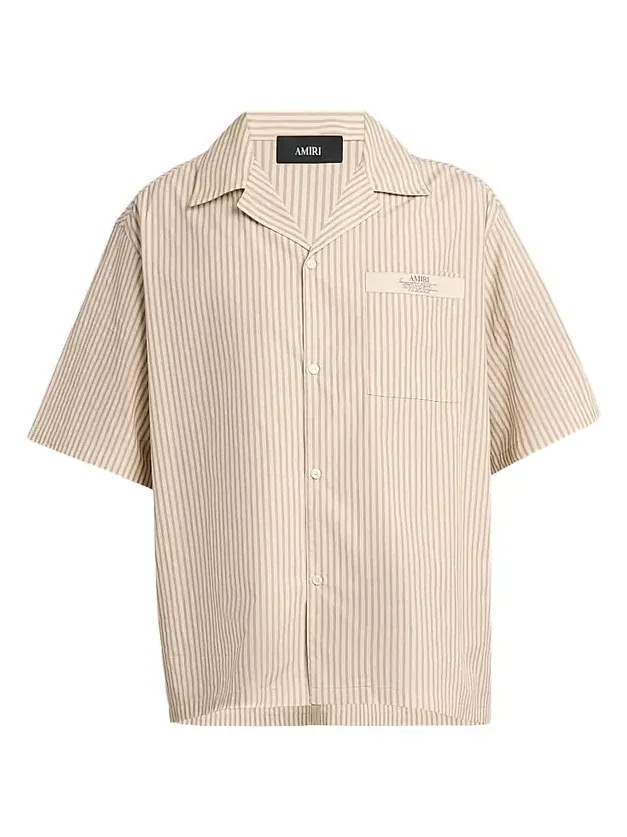 Men's Spirit Logo Striped Cotton Poplin-Blend Camp Shirt