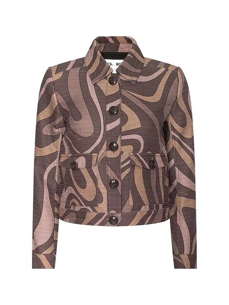 L'Agence Women's Nyx Abstract Cotton Crop Jacket | Image 1 L'Agence Women's Nyx Abstract Cotton Crop Jacket | Image 1
