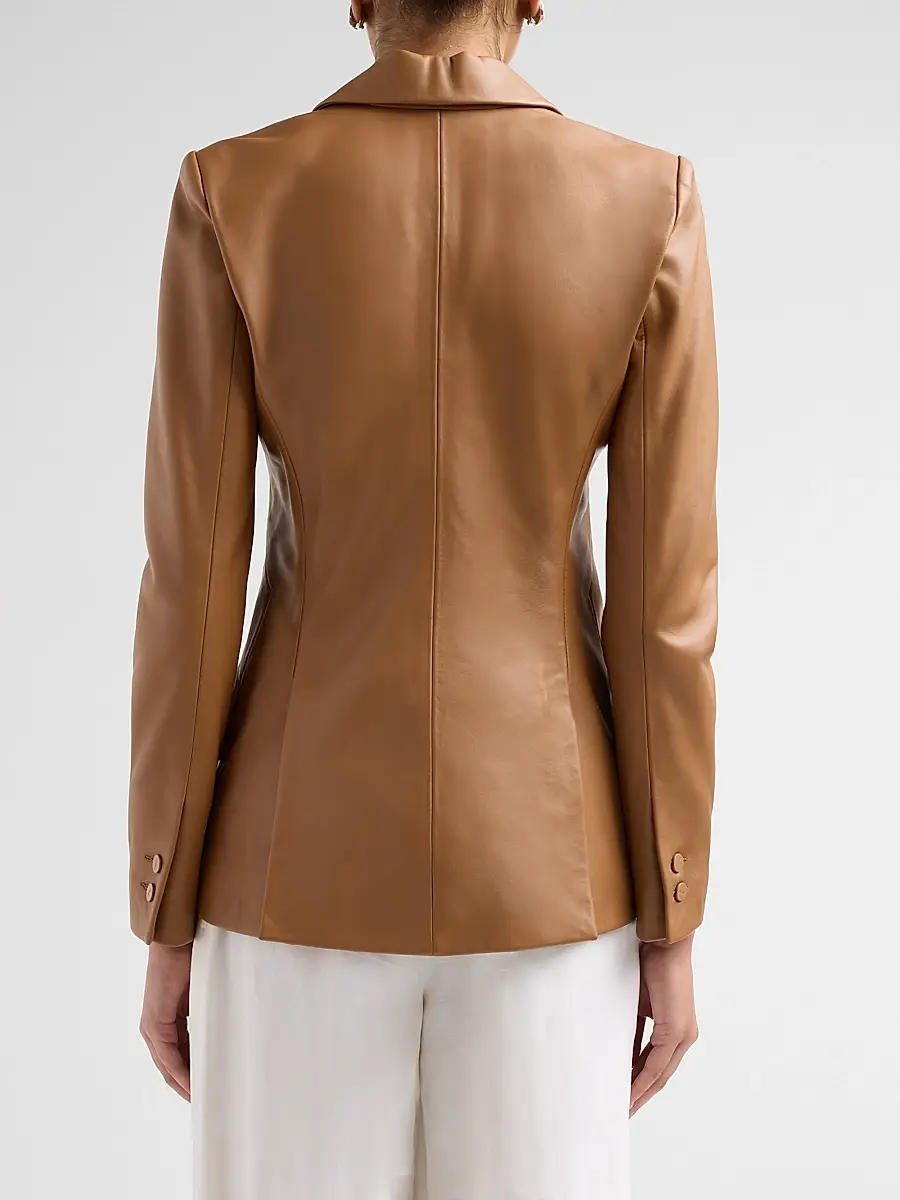 L'Agence Women's Chamberlain Tailored Leather Blazer | Thumbnail 3 L'Agence Women's Chamberlain Tailored Leather Blazer | Thumbnail 3