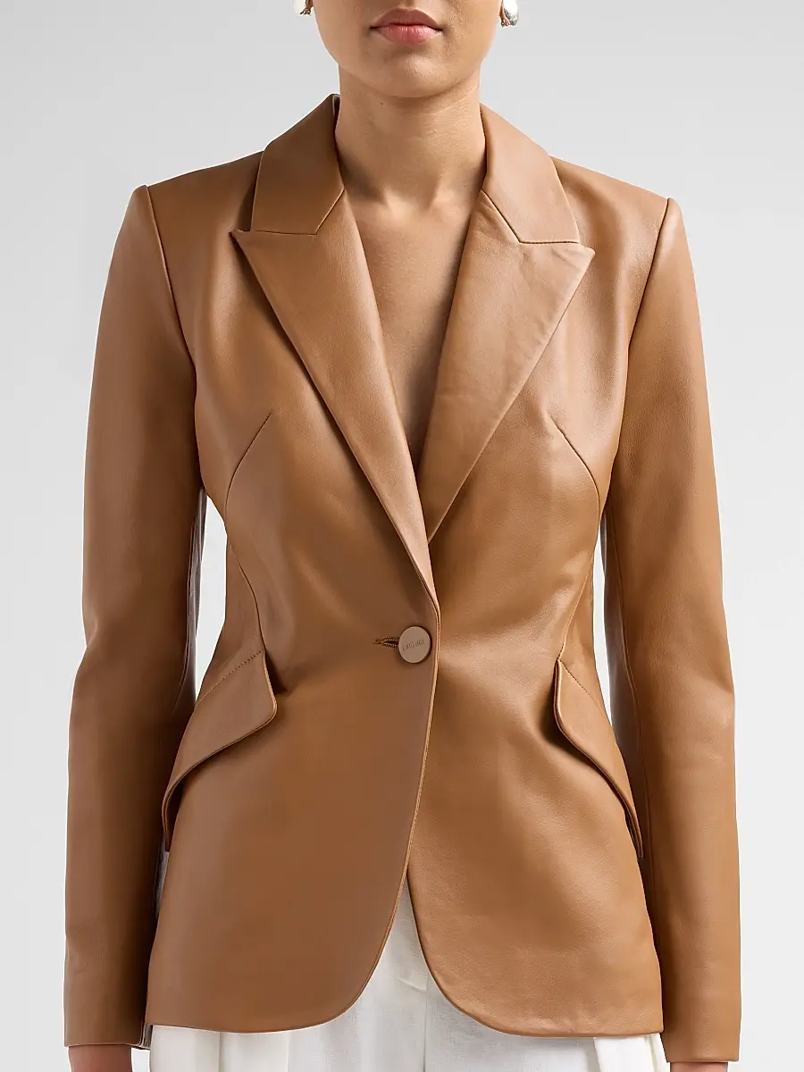L'Agence Women's Chamberlain Tailored Leather Blazer | Thumbnail 5 L'Agence Women's Chamberlain Tailored Leather Blazer | Thumbnail 5