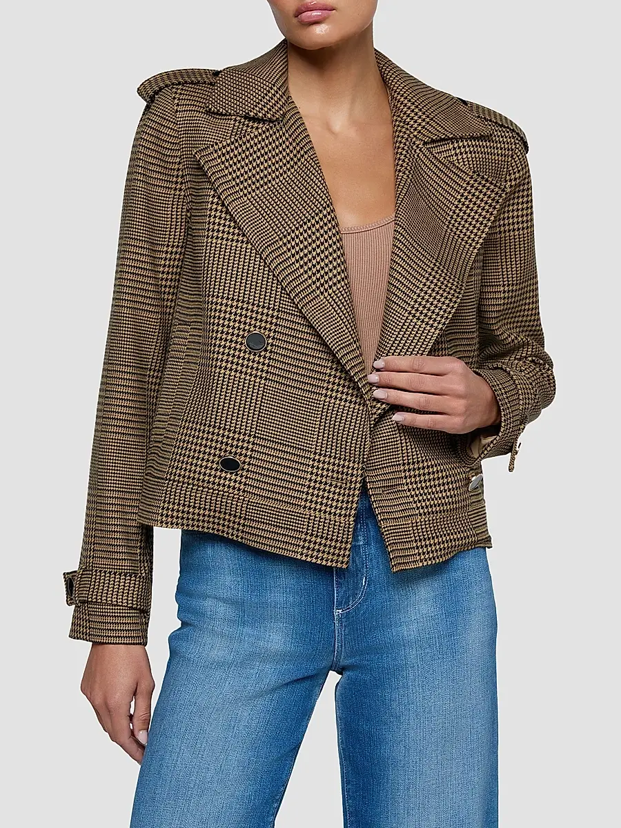 L'Agence Women's Xoey Houndstooth Crop Trench Jacket | Thumbnail 4 L'Agence Women's Xoey Houndstooth Crop Trench Jacket | Thumbnail 4