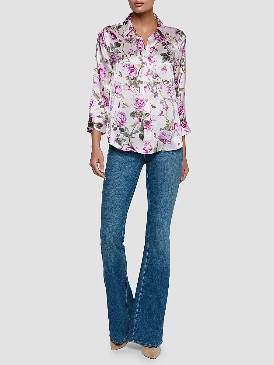L'Agence Women's Dani Floral Silk Blouse | Thumbnail 2