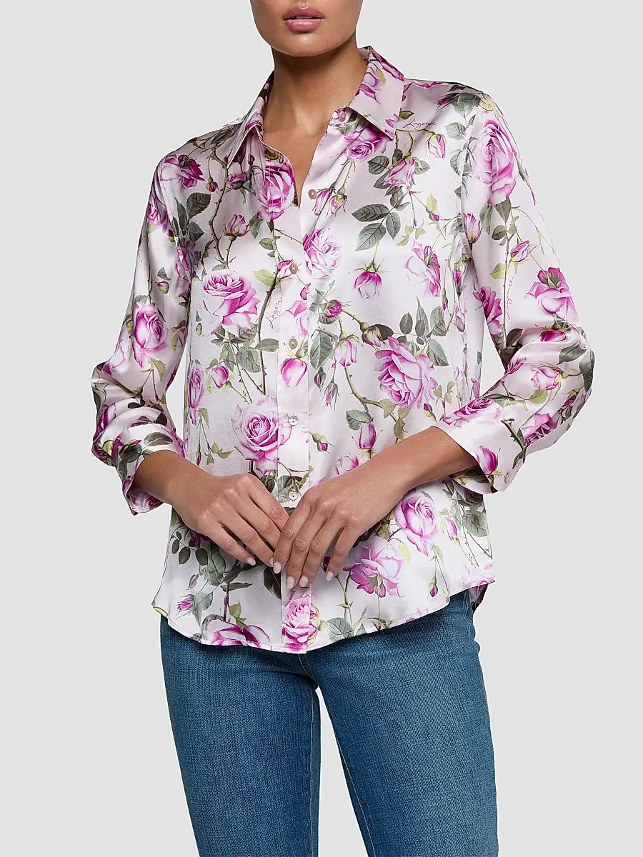 L'Agence Women's Dani Floral Silk Blouse | Thumbnail 4