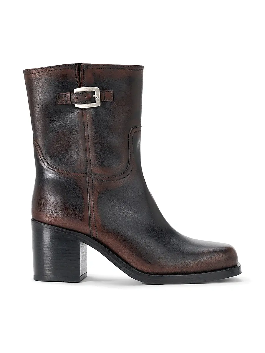 Staud Women's Brooklyn 75MM Leather Ankle Boots - Espresso Distressed | Image 1 Staud Women's Brooklyn 75MM Leather Ankle Boots - Espresso Distressed | Image 1
