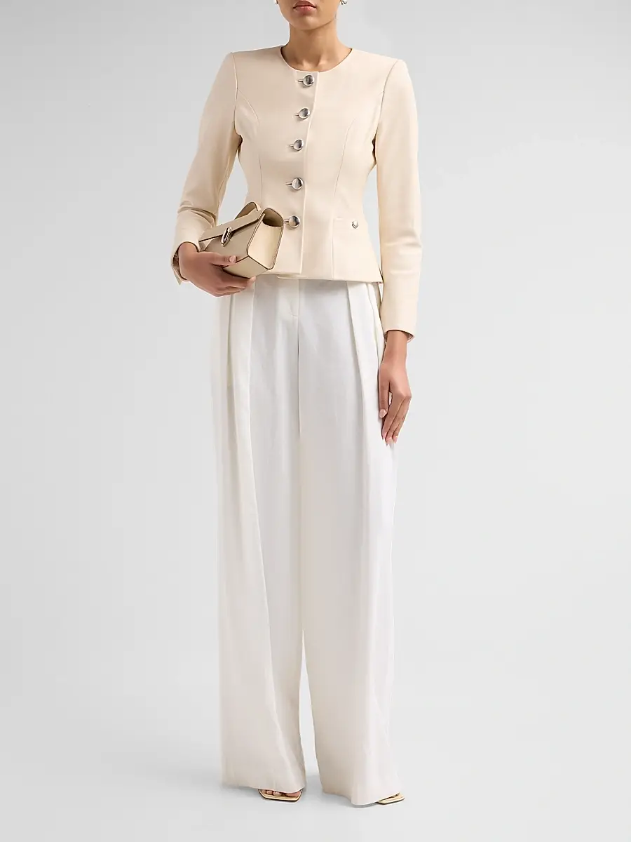 L'Agence Women's Mariella Collarless Leather Blazer | Thumbnail 2