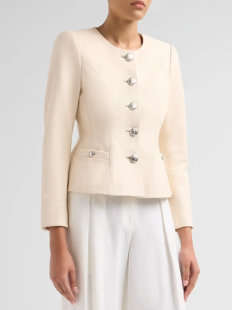 L'Agence Women's Mariella Collarless Leather Blazer | Thumbnail 4