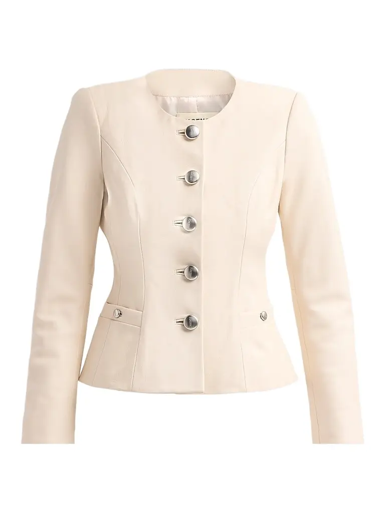 L'Agence Women's Mariella Collarless Leather Blazer - Vintage White - Size 14 | Image 1 L'Agence Women's Mariella Collarless Leather Blazer - Vintage White - Size 14 | Image 1