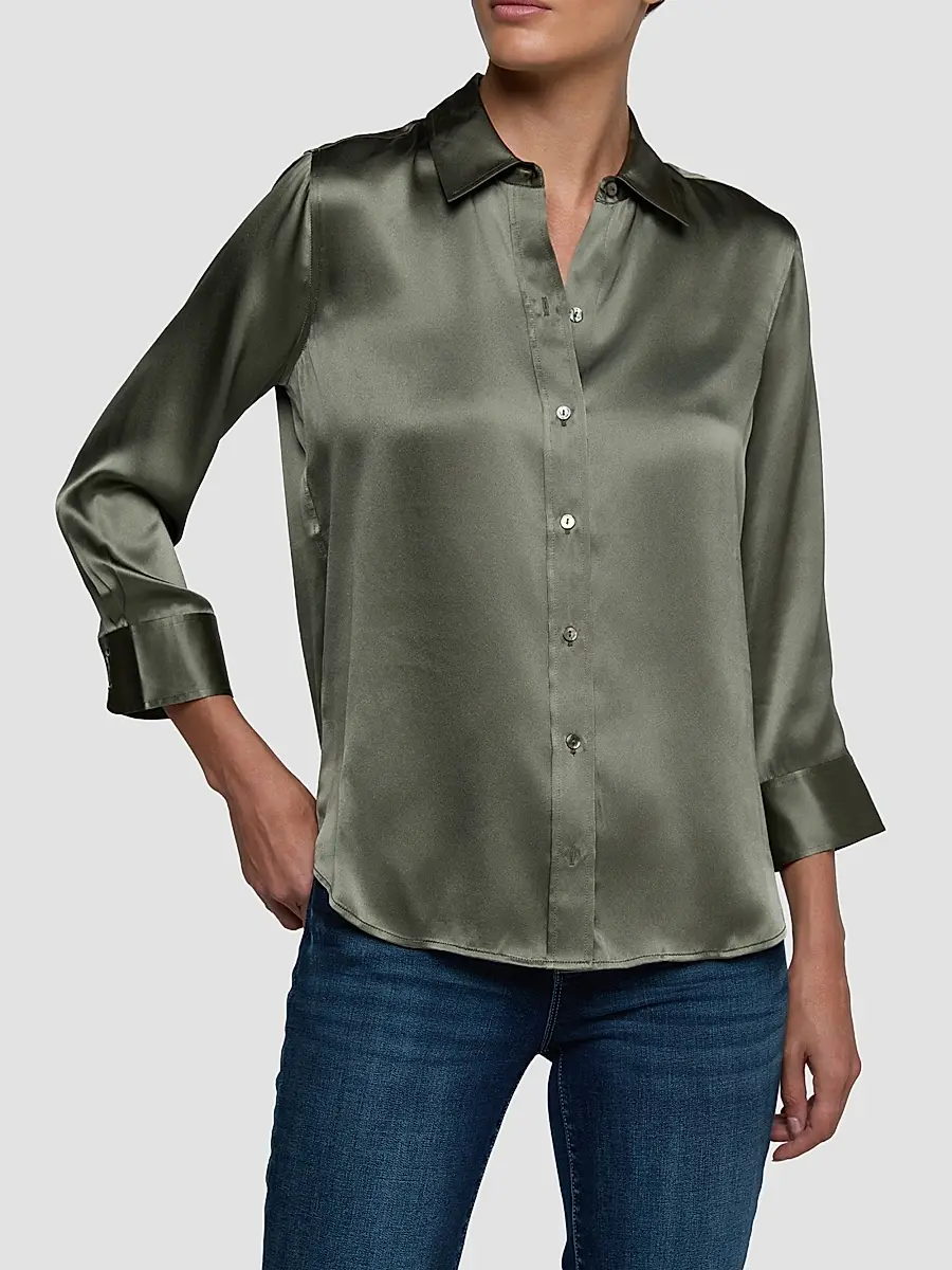 L'Agence Women's Dani Silk Three-Quarter-Length Sleeve Blouse | Thumbnail 4