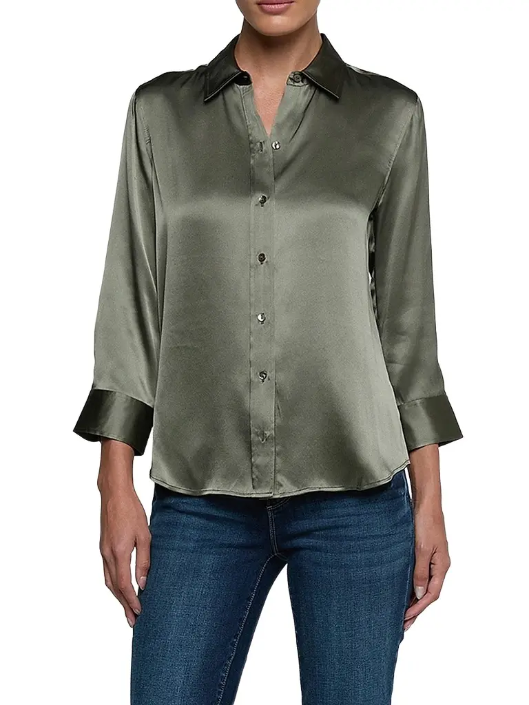 L'Agence Women's Dani Silk Three-Quarter-Length Sleeve Blouse - Smokey Olive - Size Large | Image 1 L'Agence Women's Dani Silk Three-Quarter-Length Sleeve Blouse - Smokey Olive - Size Large | Image 1
