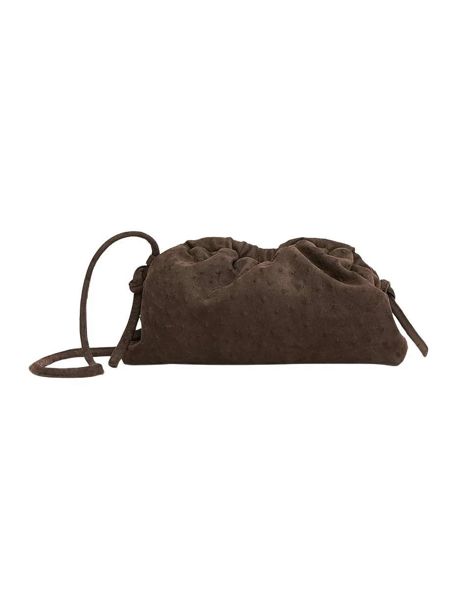 Women's Mini Cloud Ostrich-Embossed Leather Clutch Women's Mini Cloud Ostrich-Embossed Leather Clutch