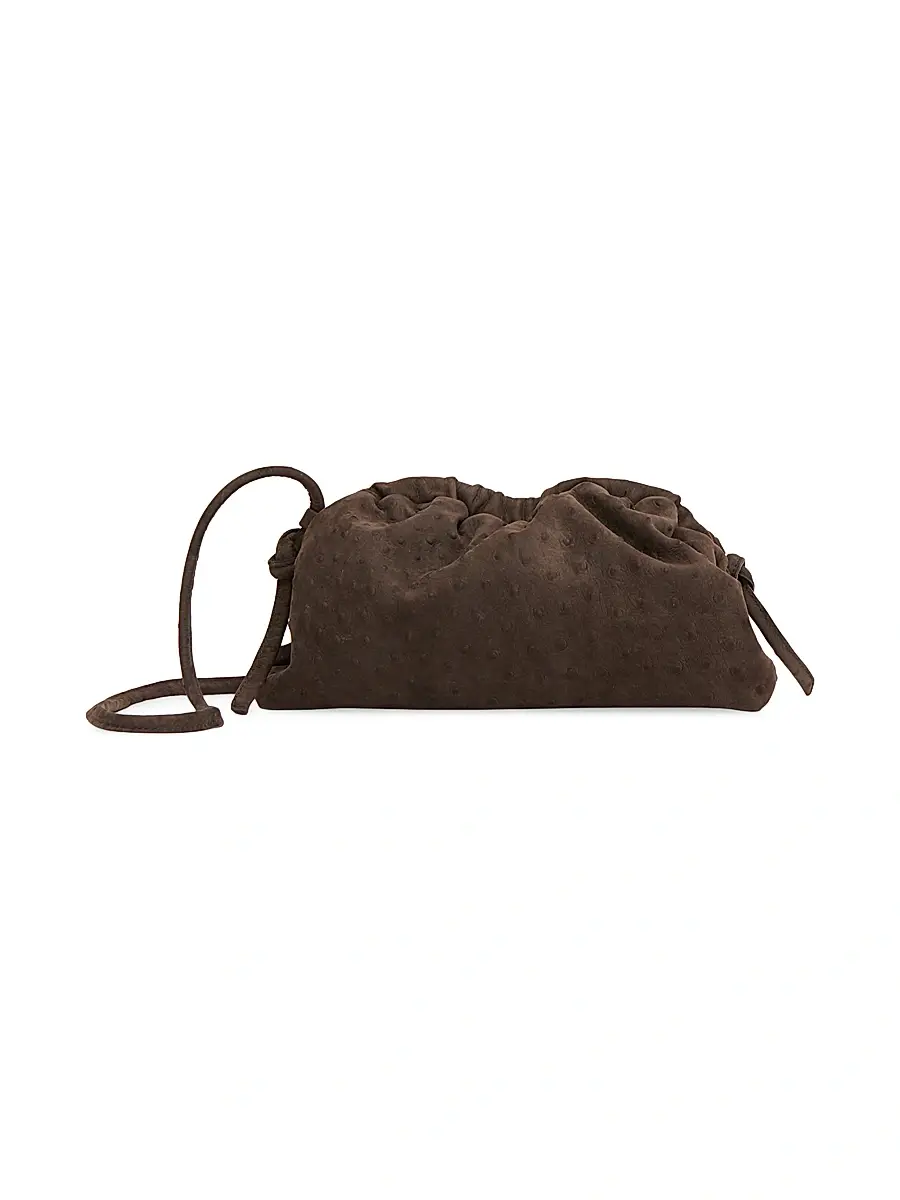 MANSUR GAVRIEL Women's Mini Cloud Ostrich-Embossed Leather Clutch - Ebony | Image 1 MANSUR GAVRIEL Women's Mini Cloud Ostrich-Embossed Leather Clutch - Ebony | Image 1