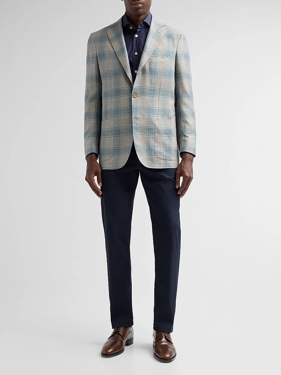 Kiton Men's Cashmere Plaid Two-Button Sport Coat | Thumbnail 2
