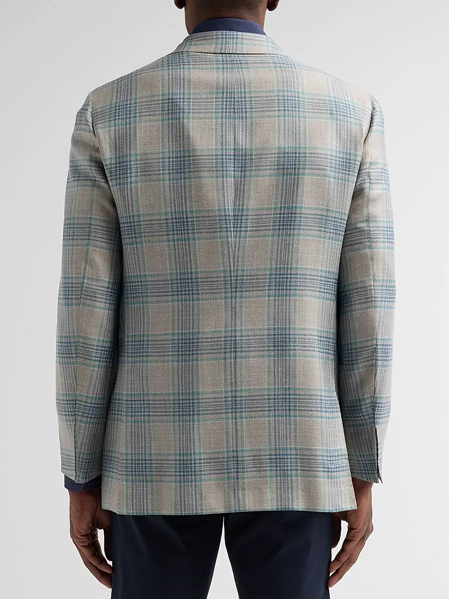 Kiton Men's Cashmere Plaid Two-Button Sport Coat | Thumbnail 3