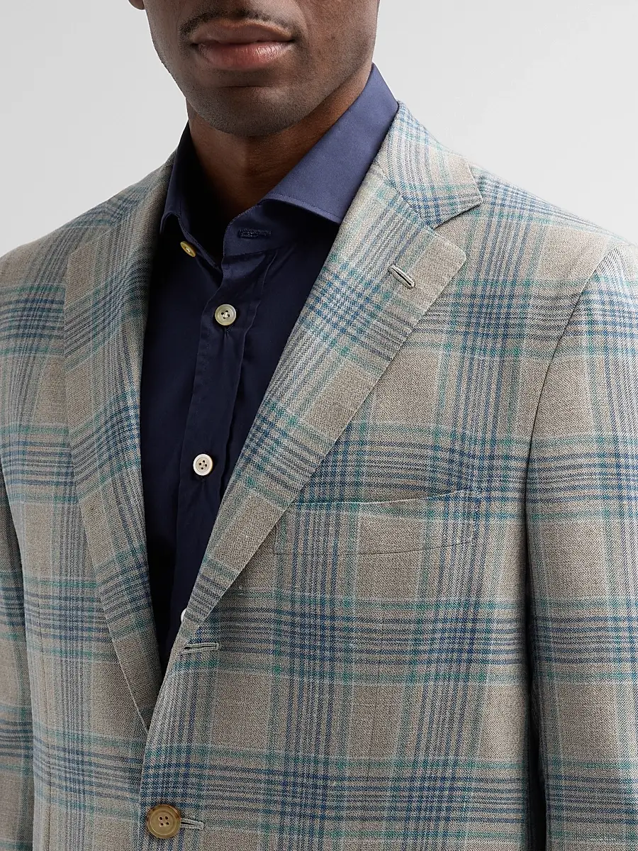 Kiton Men's Cashmere Plaid Two-Button Sport Coat | Thumbnail 5