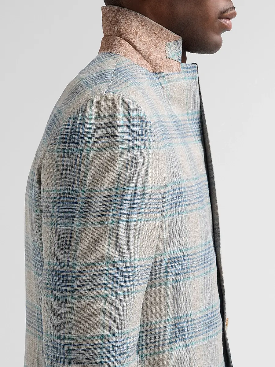 Kiton Men's Cashmere Plaid Two-Button Sport Coat | Thumbnail 7