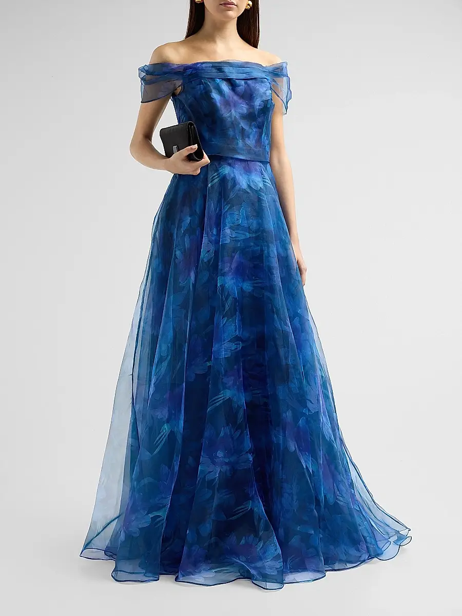 Rene Ruiz Collection Women's Off-The-Shoulder Draped Organza Gown | Thumbnail 4 Rene Ruiz Collection Women's Off-The-Shoulder Draped Organza Gown | Thumbnail 4