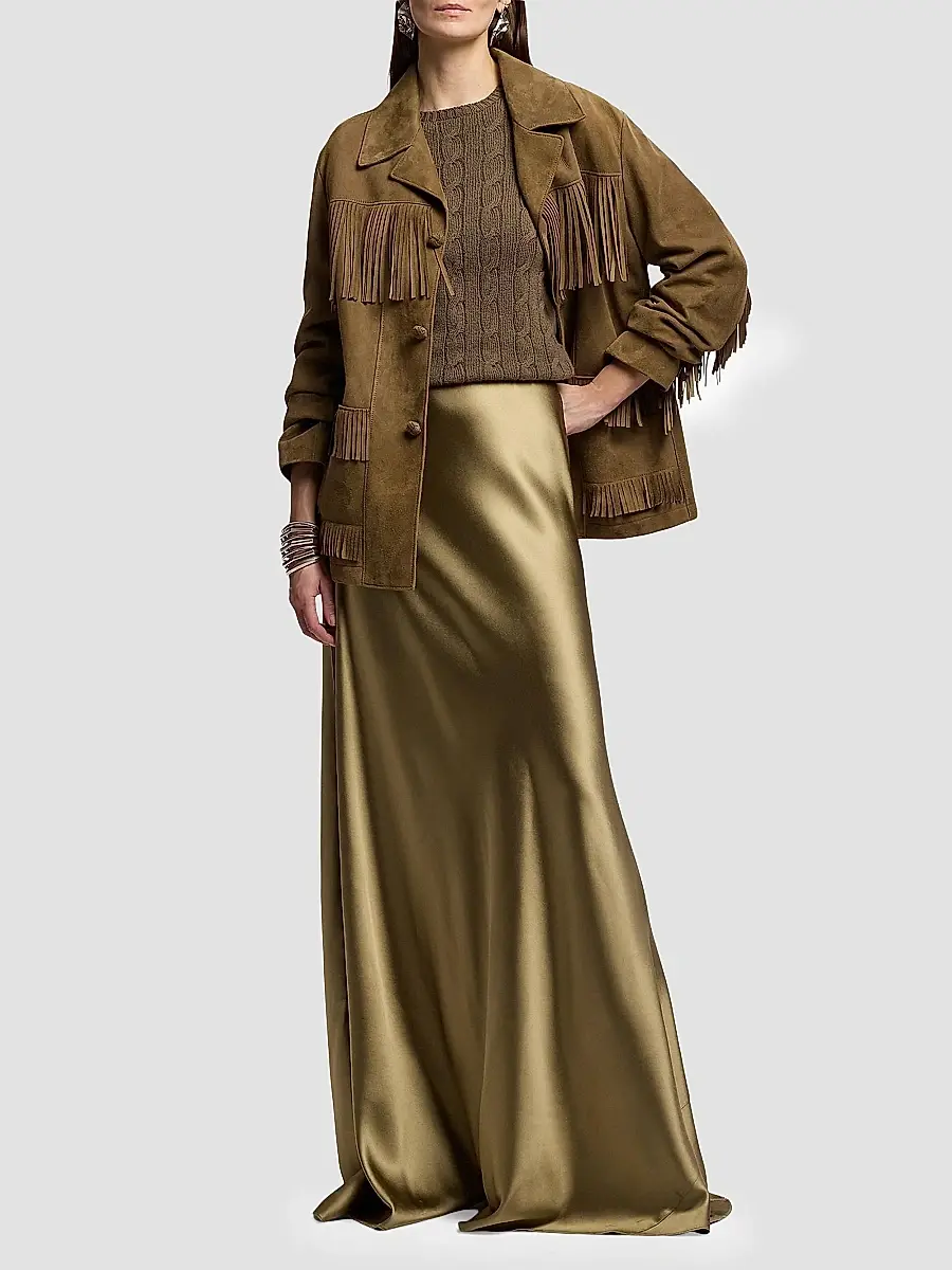 Ralph Lauren Collection Women's Perce Fringe-Trim Suede Jacket | Thumbnail 2 Ralph Lauren Collection Women's Perce Fringe-Trim Suede Jacket | Thumbnail 2