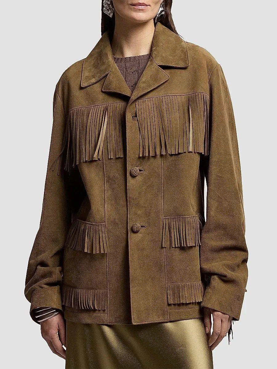 Ralph Lauren Collection Women's Perce Fringe-Trim Suede Jacket | Thumbnail 3 Ralph Lauren Collection Women's Perce Fringe-Trim Suede Jacket | Thumbnail 3