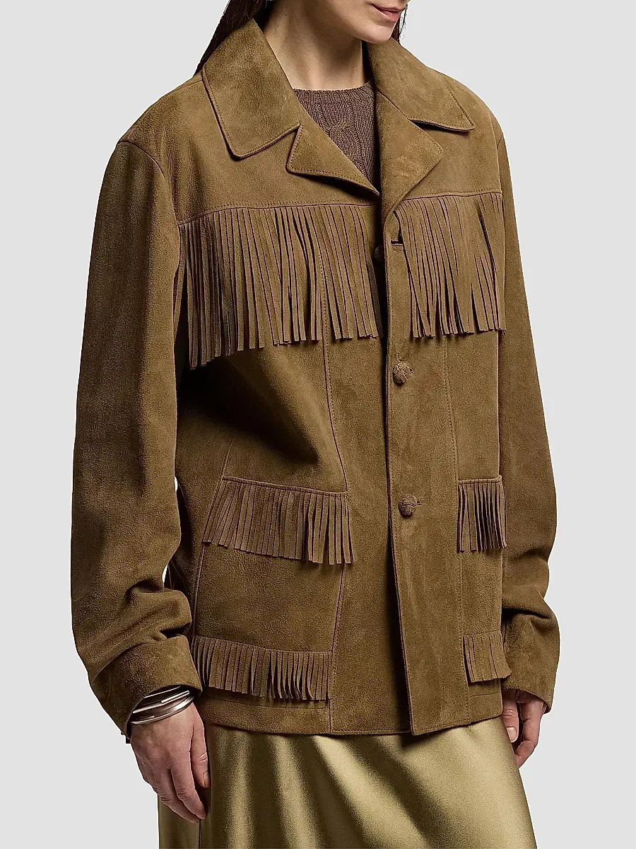 Ralph Lauren Collection Women's Perce Fringe-Trim Suede Jacket | Thumbnail 4 Ralph Lauren Collection Women's Perce Fringe-Trim Suede Jacket | Thumbnail 4