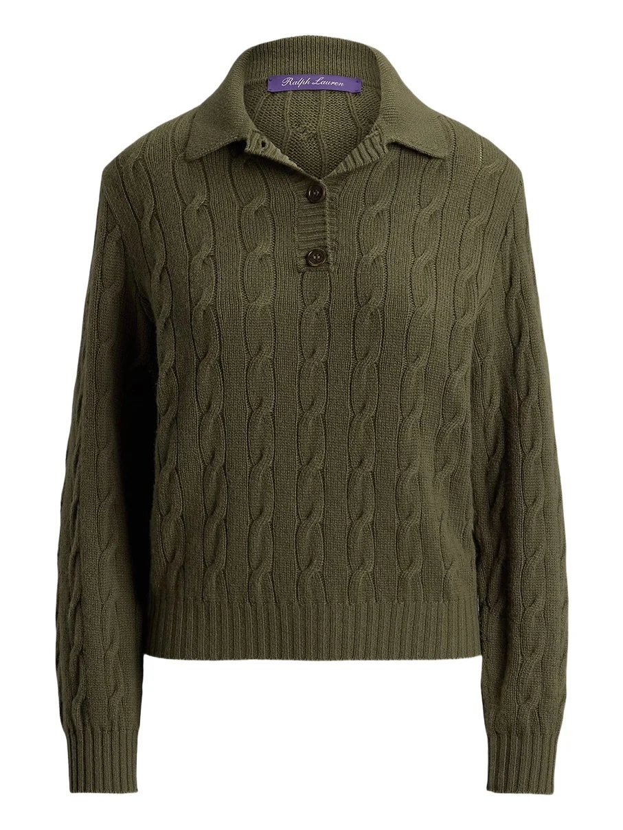 Women's Cable-Knit Cashmere Polo Sweater