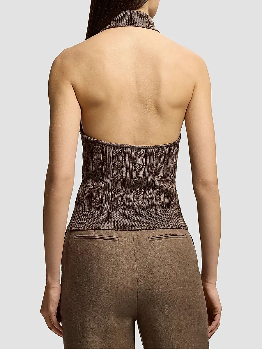 Ralph Lauren Collection Women's Cable-Knit Halter Polo Sweater | Thumbnail 4 Ralph Lauren Collection Women's Cable-Knit Halter Polo Sweater | Thumbnail 4