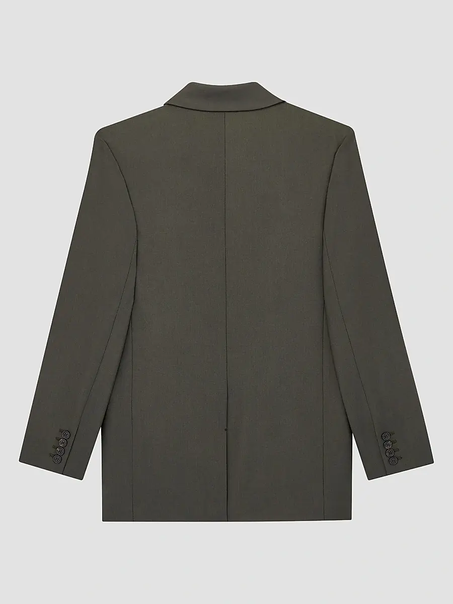 Saint Laurent Women's Double-Breasted Short Jacket in Wool Gabardine - Kaki | Thumbnail 2 Saint Laurent Women's Double-Breasted Short Jacket in Wool Gabardine - Kaki | Thumbnail 2