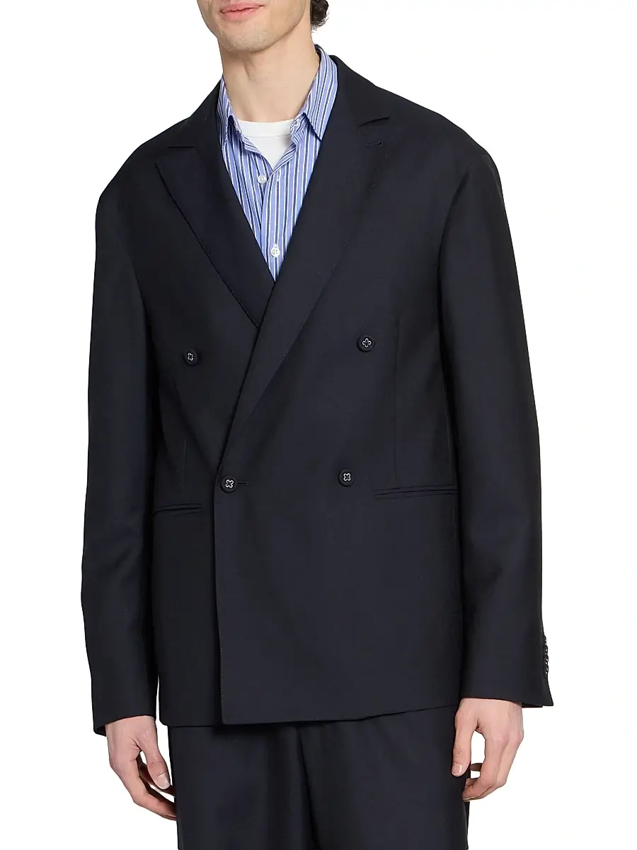 OFFICINE GÉNÉRALE Men Merrick Wool-Cashmere-Silk Double-Breasted Blazer | Thumbnail 3 OFFICINE GÉNÉRALE Men Merrick Wool-Cashmere-Silk Double-Breasted Blazer | Thumbnail 3