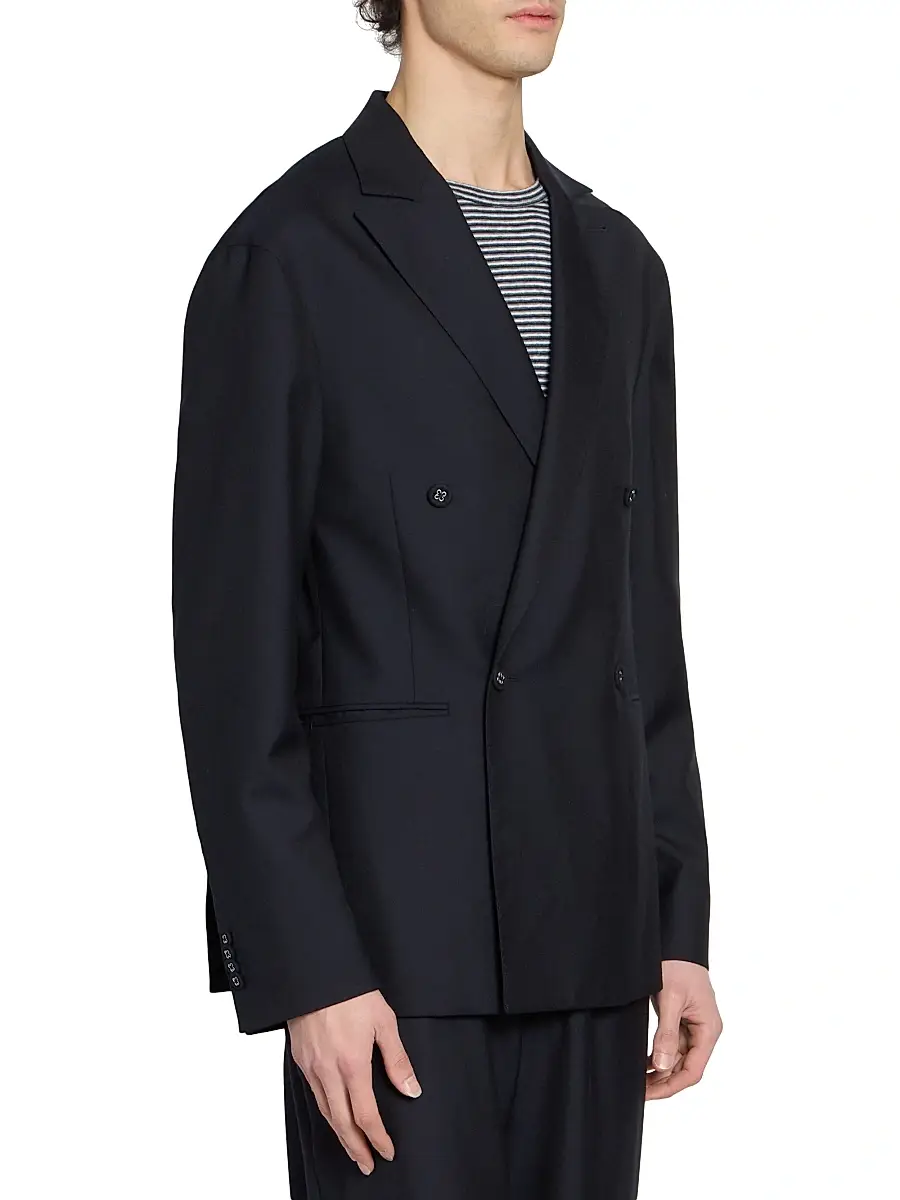 OFFICINE GÉNÉRALE Men Merrick Wool-Cashmere-Silk Double-Breasted Blazer | Thumbnail 4 OFFICINE GÉNÉRALE Men Merrick Wool-Cashmere-Silk Double-Breasted Blazer | Thumbnail 4