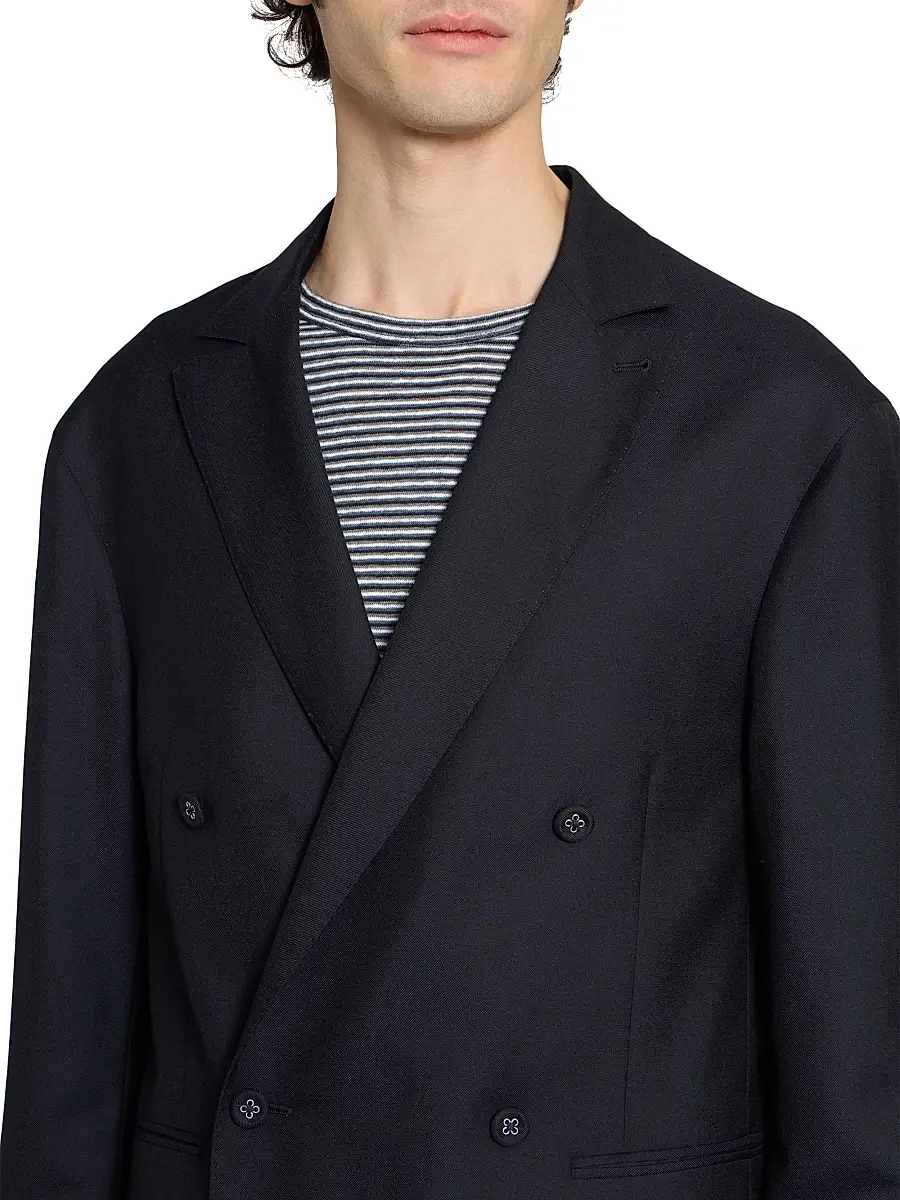 OFFICINE GÉNÉRALE Men Merrick Wool-Cashmere-Silk Double-Breasted Blazer | Thumbnail 6 OFFICINE GÉNÉRALE Men Merrick Wool-Cashmere-Silk Double-Breasted Blazer | Thumbnail 6
