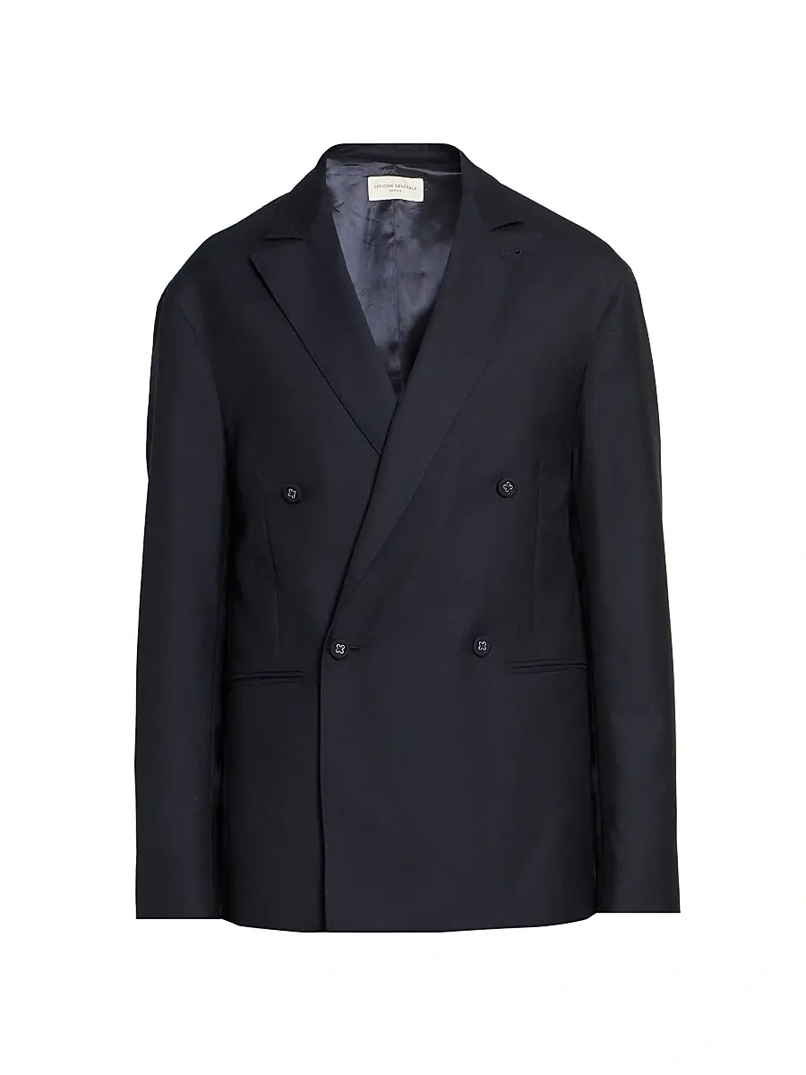 OFFICINE GÉNÉRALE Men's Merrick Wool-Cashmere-Silk Double-Breasted Blazer | Image 1 OFFICINE GÉNÉRALE Men's Merrick Wool-Cashmere-Silk Double-Breasted Blazer | Image 1